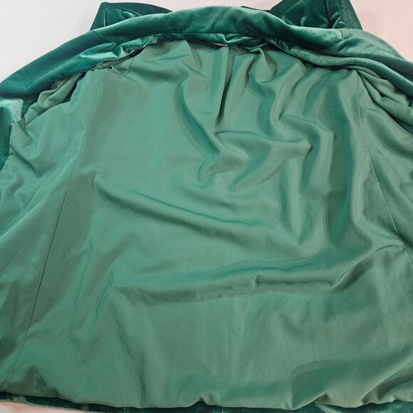 BiBi Women's Small Velour Peak Lapel Blazer Shamrock Green Long Line Jacket - Picture 4 of 10